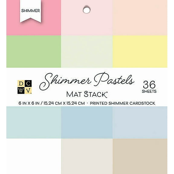 DCWV Single-Sided Cardstock Stack 6"X6" 36/Pkg-Shimmer Pastels Solid, 12 Colors/3 Each