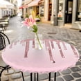 thumbnail image 6 of Pink Glowing Fluid Round Tablecloth for 36-44 Inch Tables, Fitted Table Cover with Elastic Edge, Romantic Modern Droplet Waterproof Outdoor Table Cloth Protector for Patio Garden Dinner Picnic, 6 of 9