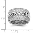 thumbnail image 3 of Finest Gold Sterling Silver Rhodium-Plated CZ Spinning Chain Center Ring - Size 6, 3 of 5