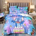 thumbnail image 1 of Juego de cama cómodo de Stitch para dos personas, tamaño completo, 3 piezas, cómodo para niñas y niños, 1 of 8