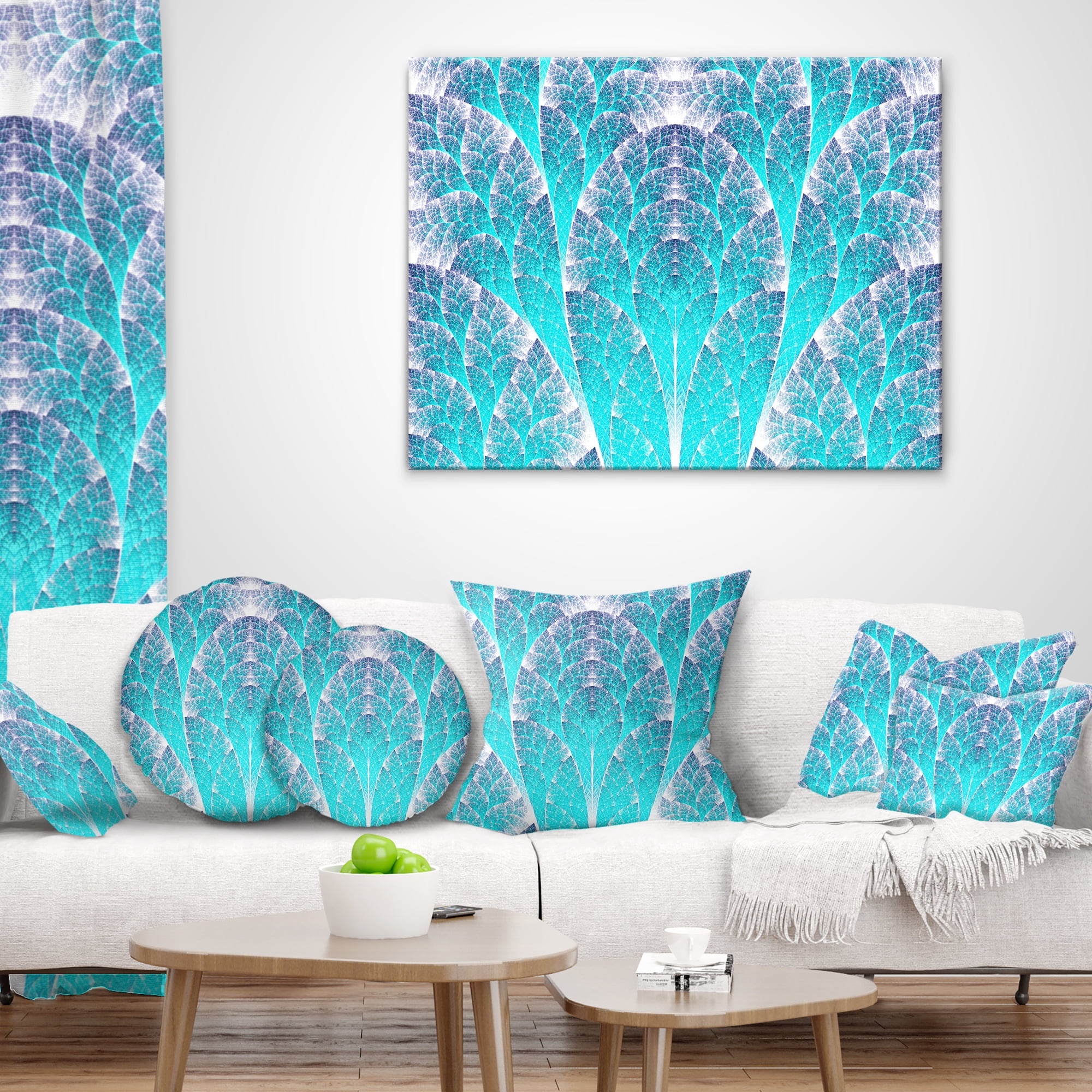 Designart Exotic Blue Biological Organism - Abstract Throw Pillow - 16x16