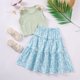 thumbnail image 5 of Odeerbi 2-8 Años Niñas Conjunto de Verano Camisetas de Tirantes Con Lazo Y Falda Con Vuelos Florales Conjunto de Dos Piezas Media Falda, 5 of 8
