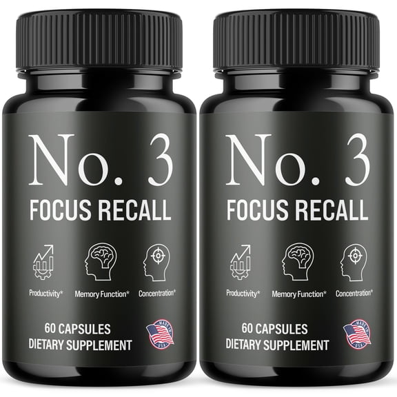 No. 3 Focus Recall Advanced Formula Brain Support Pills Maximum Strength Supplement 120 Capsules