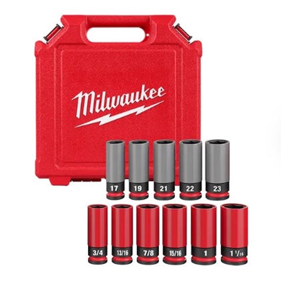 Milwaukee (366) 49-66-7833 SHOCKWAVE Impact Duty™ 1/2 Drive SAE & Metric 11PC Lug Nut Wheel Socket Set