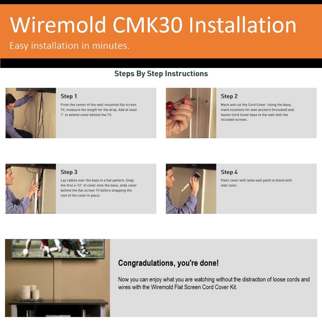 NeweggBusiness - Wiremold CMK30 30Inch Flat Screen TV Cord Cover