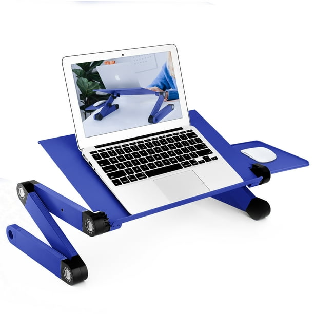 Adjustable Laptop Table, Rainbean Laptop Stand For Bed Portable Lap Desk  Foldable Laptop Workstation Notebook Riser With Mouse Pad Side Ergonomic 