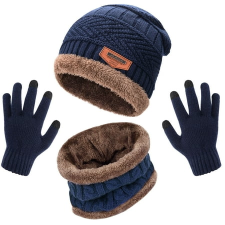 MAYLISACC Kids Winter Knitted Hat and Fleece Neck Warmer Scarf Set for Boys Girls Age 5-10