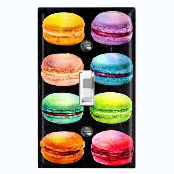 Metal Light Switch Plate Cover Colorful Macarons French Desserts CAK018