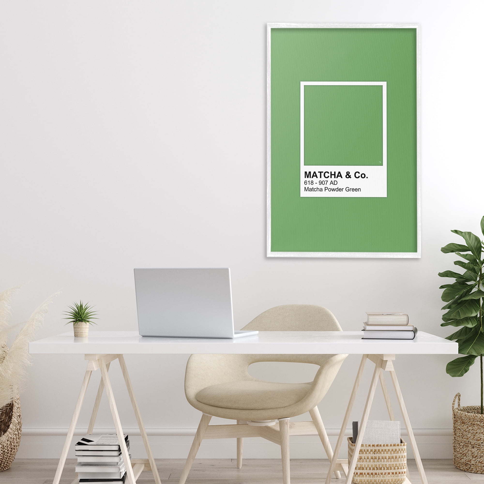 Stupell Industries Matcha Powder Green Shade White Framed Giclee Art, design by Martina Pavlova