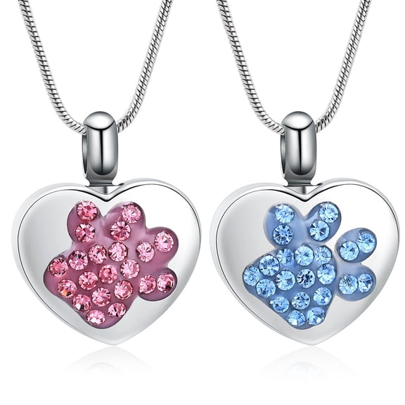 Pet Cremation Jewelry For Ashes For Dog/Cat Paw Stainless Steel Memorial Locket Heart Urn Necklace For Ashes Mini Case Keepsake Cremation Jewelry