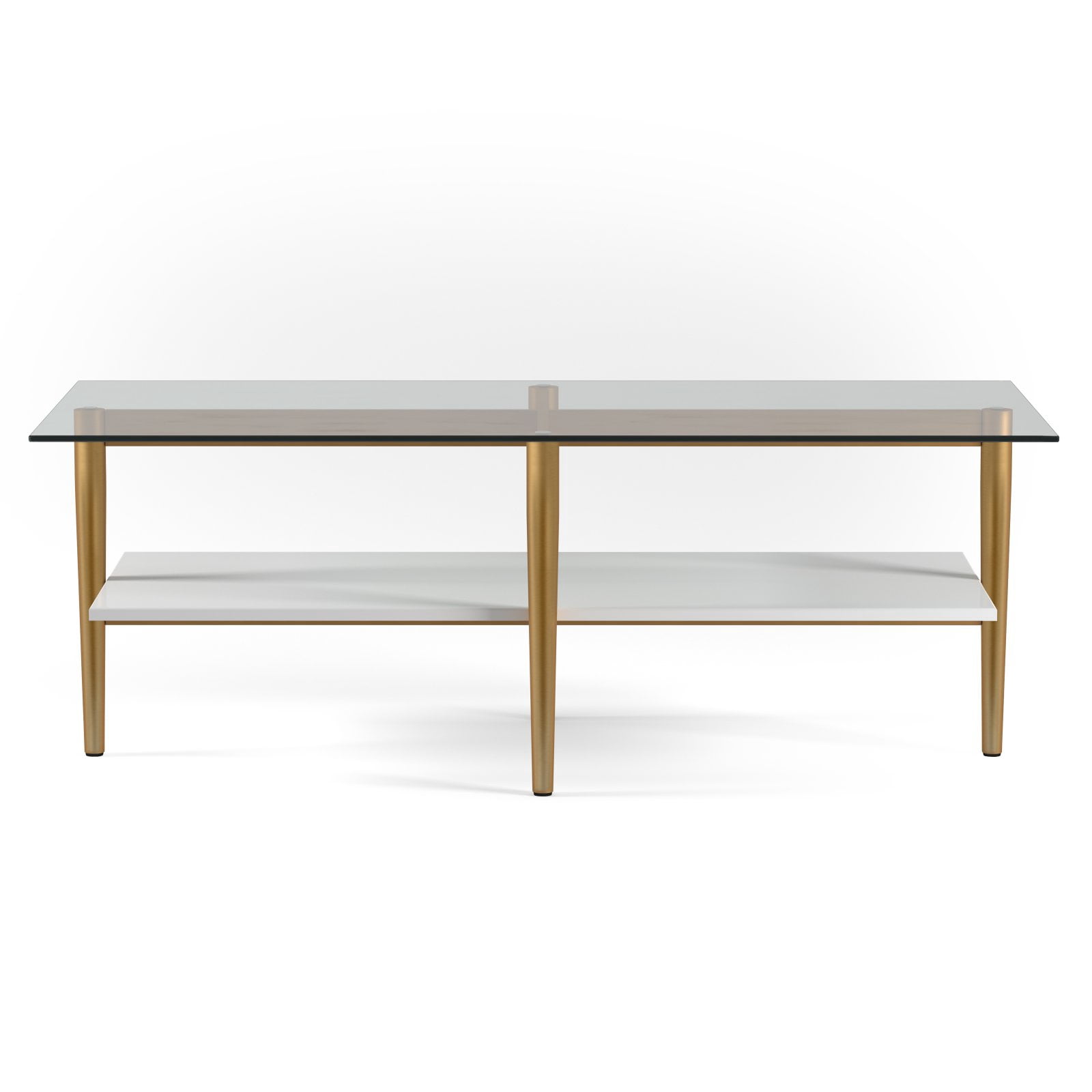 Evelyn&Zoe Otto 47" Wide Rectangular Coffee Table with Faux Marble Shelf, Blackened Bronze/Faux Marble