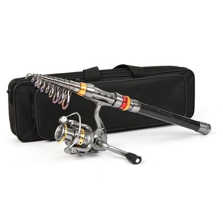 Reel Lixada Telescopic Fishing Rod And Reel Combo Full Kit Carbon Fiber Fishing Rod Pole + Fishing Reel + Fishing Tackle Carrier Bag Case Fishing Gear Set