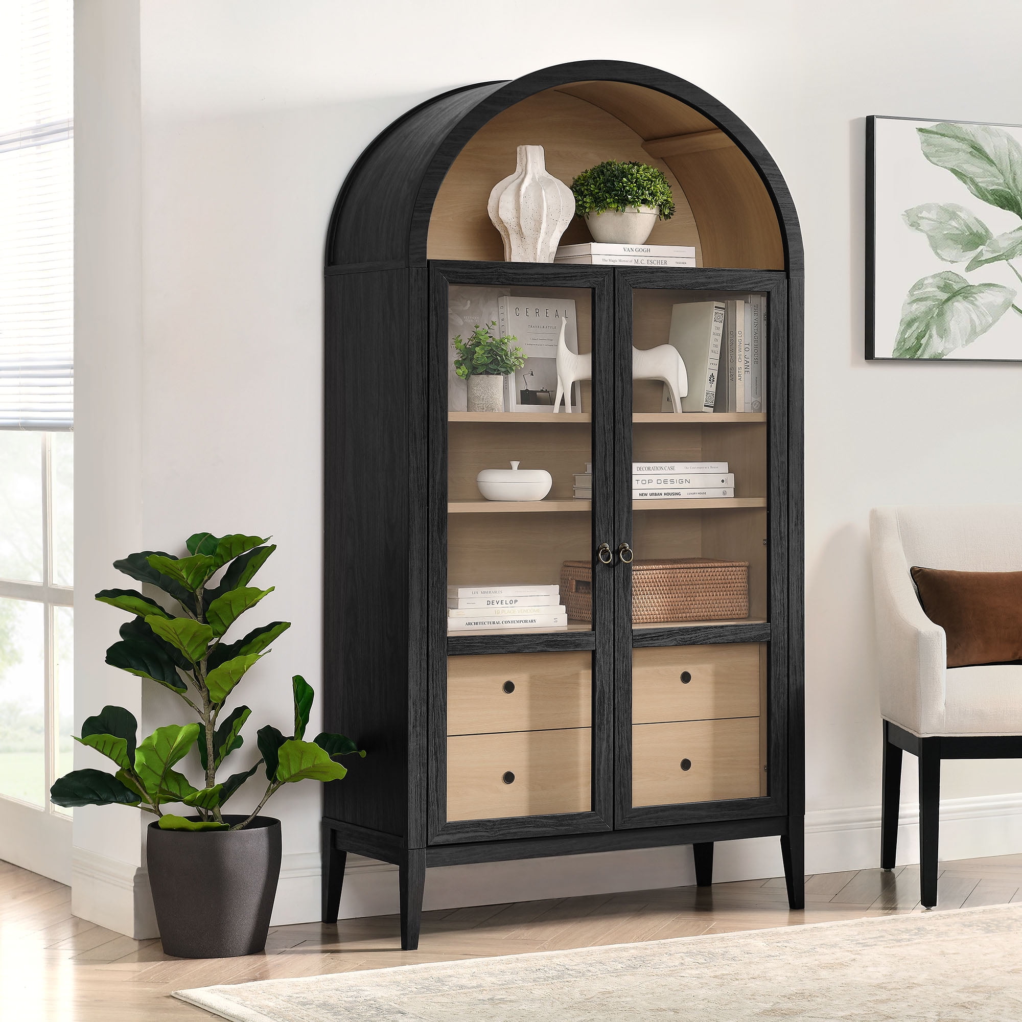 Nolan Storage Display Cabinet in Black Oak