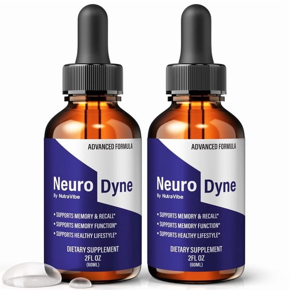 (2 Pack) Neuro Dyne Drops – NeuroDyne Brain Formula for Memory, Focus, and Cognitive Support, Liquid for Mental Clarity, Easy 1-Drop Formula (60 Servings)