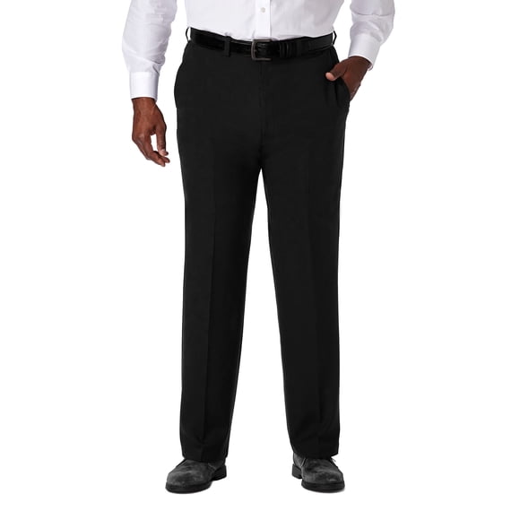 Haggar Men's Cool 18 Pro Classic Fit Flat Front Expandable Waist Pant, Black, 36Wx30L
