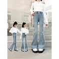 thumbnail image 7 of JLMSPLWG Girls Bootcut Jeans Kids Denim Pants with Pockets Gradient Flared Girls' Jean Daily Wear Elastic Waist Preppy Solid Color Casual Jeans Toddler Girl Clothes, 7 of 7