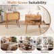 thumbnail image 3 of Nocturnas de compartimiento oculto giratorio, muebles modernos de ocultación de mediados del siglo, mesa lateral de cama de ratán, mesa final del compartimiento con patas de madera, 3 of 5