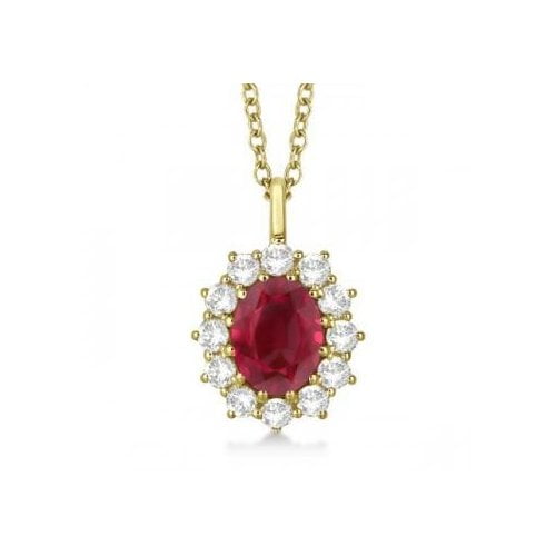 Seven Seas Jewelers Oval Ruby & Diamond Pendant Necklace For Women Princess Kate Royal Jewelry 14k Yellow Gold (3.60ctw) by Brand New