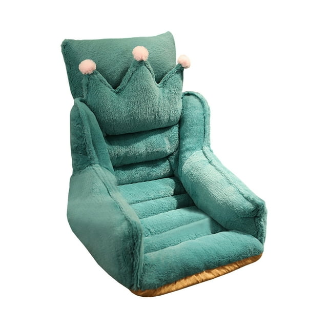 Green Short Plush Seat Cushion And Back Cushion Set For Chair Sofa Soft Warm Non-Slip Bottom Cover Office Home Car Comfort Pad With Lumbar Support In Green