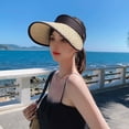 thumbnail image 5 of Women's Sun Visor Hats Wide Brim Straw Beach Hat Ponytail Hats for Women Foldable Floppy, 5 of 7