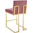 thumbnail image 4 of Counter Stool Chair, Set of 2, Velvet, Metal Steel, Gold Pink, Modern Contemporary Urban Design, Bar Pub Cafe Bistro Hotel Restaurant Hospitality, 4 of 4
