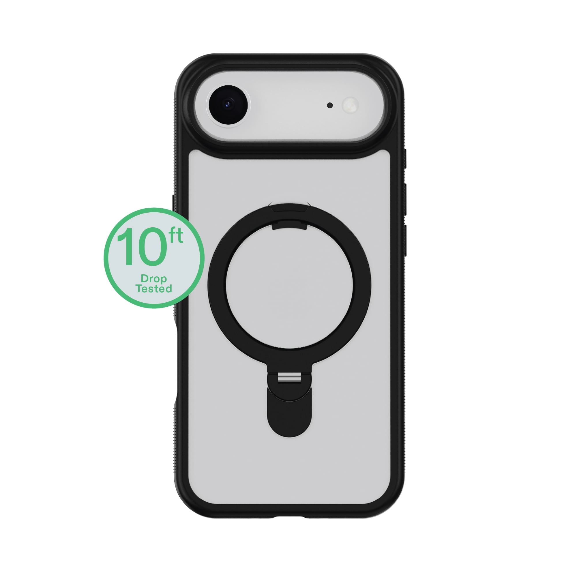 onn MagSafe Compatible Phone Case with Kickstand for iPhone Air - Black/Frosted Clear