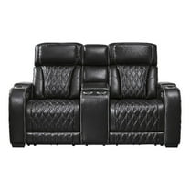 Bowery Hill Contemporary Black Power Reclining Loveseat with Console