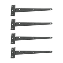 Renovators Supply T Strap Shed Door Hinge 11" Black Flush Mount Cast Iron Barn Door Shed Hinge w/Hardware Pack of 4