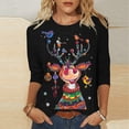 thumbnail image 2 of Jsaierl Christmas Shirts Women Cute Reindeer Graphic Tees Classic Crewneck T-shirt 3/4 Sleeve Tunic Blouse Tops, 2 of 5