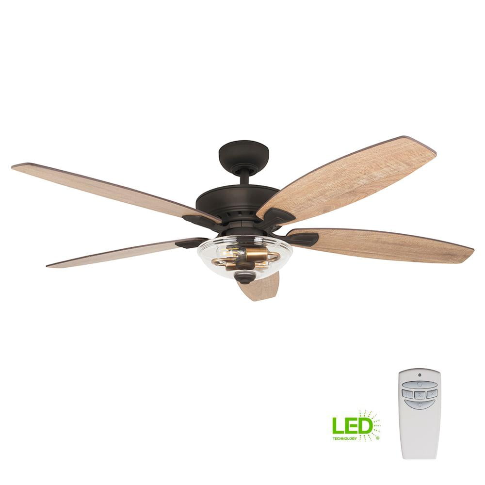 Home Decorators Connor 54" LED Seville Bronze Dual-Mount Ceiling Fan
