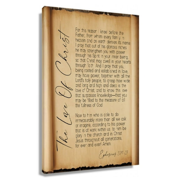 Ephesians 3 14-21 Bible Verse Wall Art Vintage Scripture Posters Poster Landscape Picture for Hallway Vertical Artwork Modern Printed Canvas Bedroom