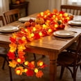 thumbnail image 5 of SPOORYYO Fall Maple Leaf Garland with Pumpkin LED Lights, Artificial Autumn Foliage Hanging Vine, Thanksgiving Halloween Decor for Fireplace Stair Home Wedding Party, Orange, 59", 5 of 6