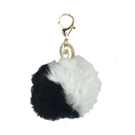 Fashion Culture - Fashion Culture Two-Tone Fur Pom Pom Purse Charm / Key FOB, Black /White ...