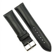 24mm Black Leather Handmade Watchband