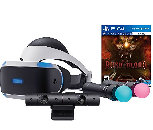 Rush of Blood Starter Bundle, Sony, PlayStation 4 with 4 items- PlayStation  VR, VR Headset, Move Controller, PlayStation Camera Motion Sensor