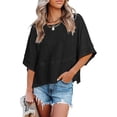 thumbnail image 1 of Top de Verano ANGGREK para Mujer Camiseta Holgada de Manga 3/4 Color Liso de Poliéster, 1 of 5