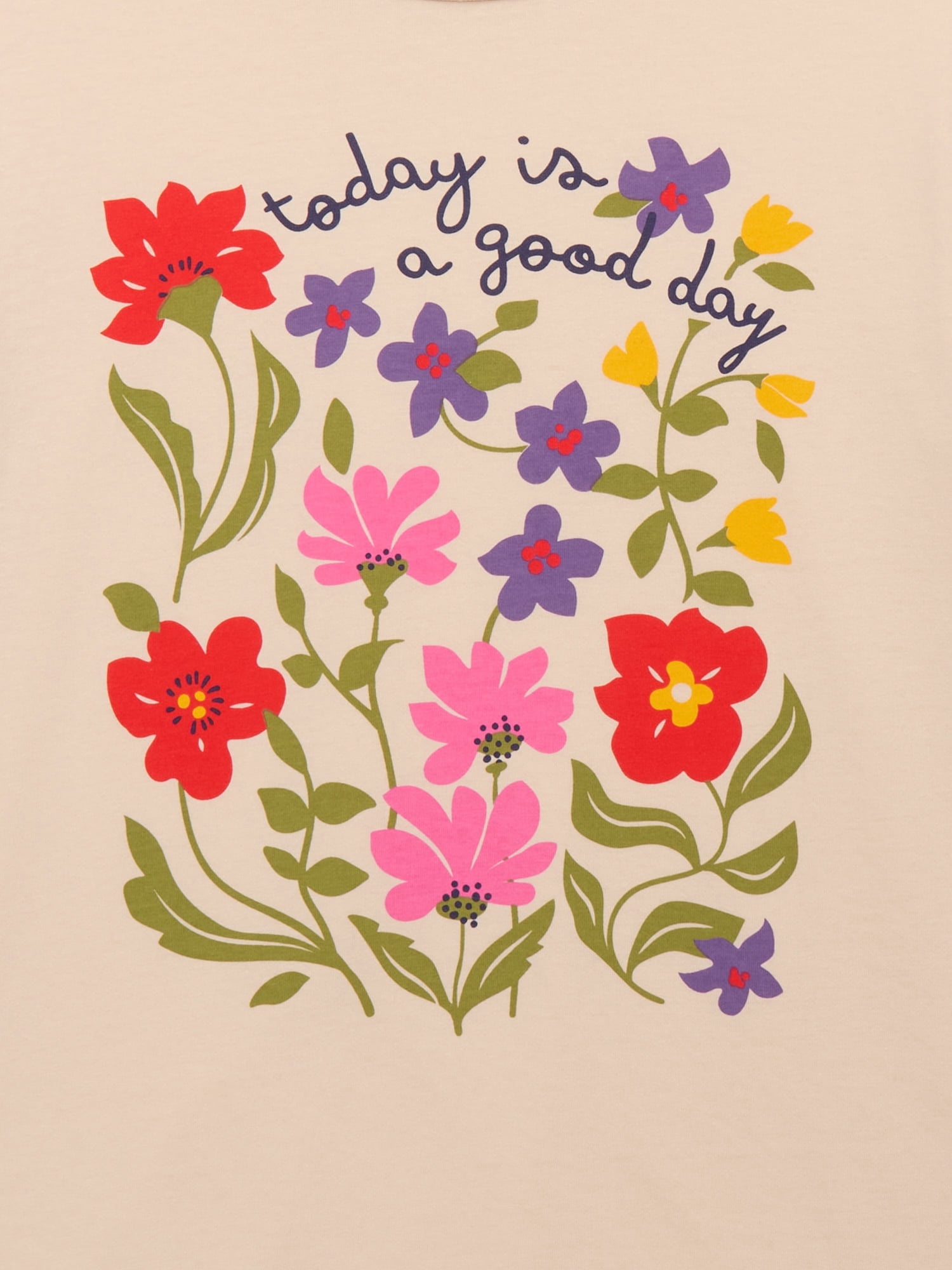 Wonder Nation Girls Today is a Good Day Graphic Tee with Short Sleeves, Sizes 4-18