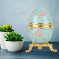 thumbnail image 1 of Huevo de Pascua Estilo Faberge Pintado Huevo de Pascua esmaltado Estilo Vintage Organizador de joyería Caja de baratijas Decoración Regalo Huevo Caja Coleccionable almacenamiento de, 1 of 8