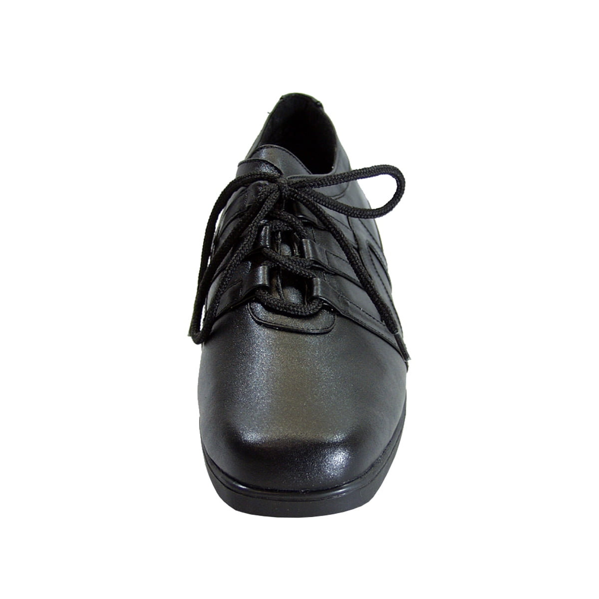24 HOUR COMFORT Carmel Women's Wide Width Leather Lace-Up Shoes BLACK 6.5