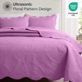 thumbnail image 6 of Ameha 3 Piece Reversible Quilt Set Ultra Soft Floral Coverlet Microfiber Bedding Set California King Purple All Season, 6 of 7