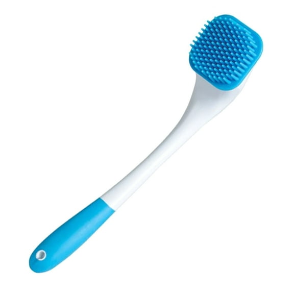 Jobar International Long-Reach Silicone Bristles 16" Long Handle Bath Brush Body Massager White