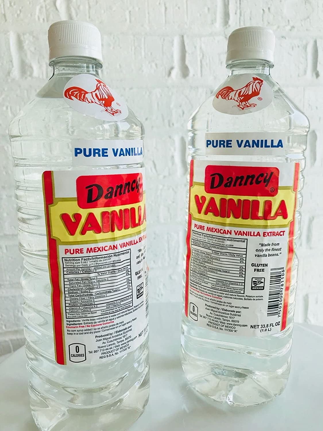 Danncy Clear Pure Mexican Vanilla Extract from Mexico 33oz Each 2 Plastic Bottle Lot Sealed