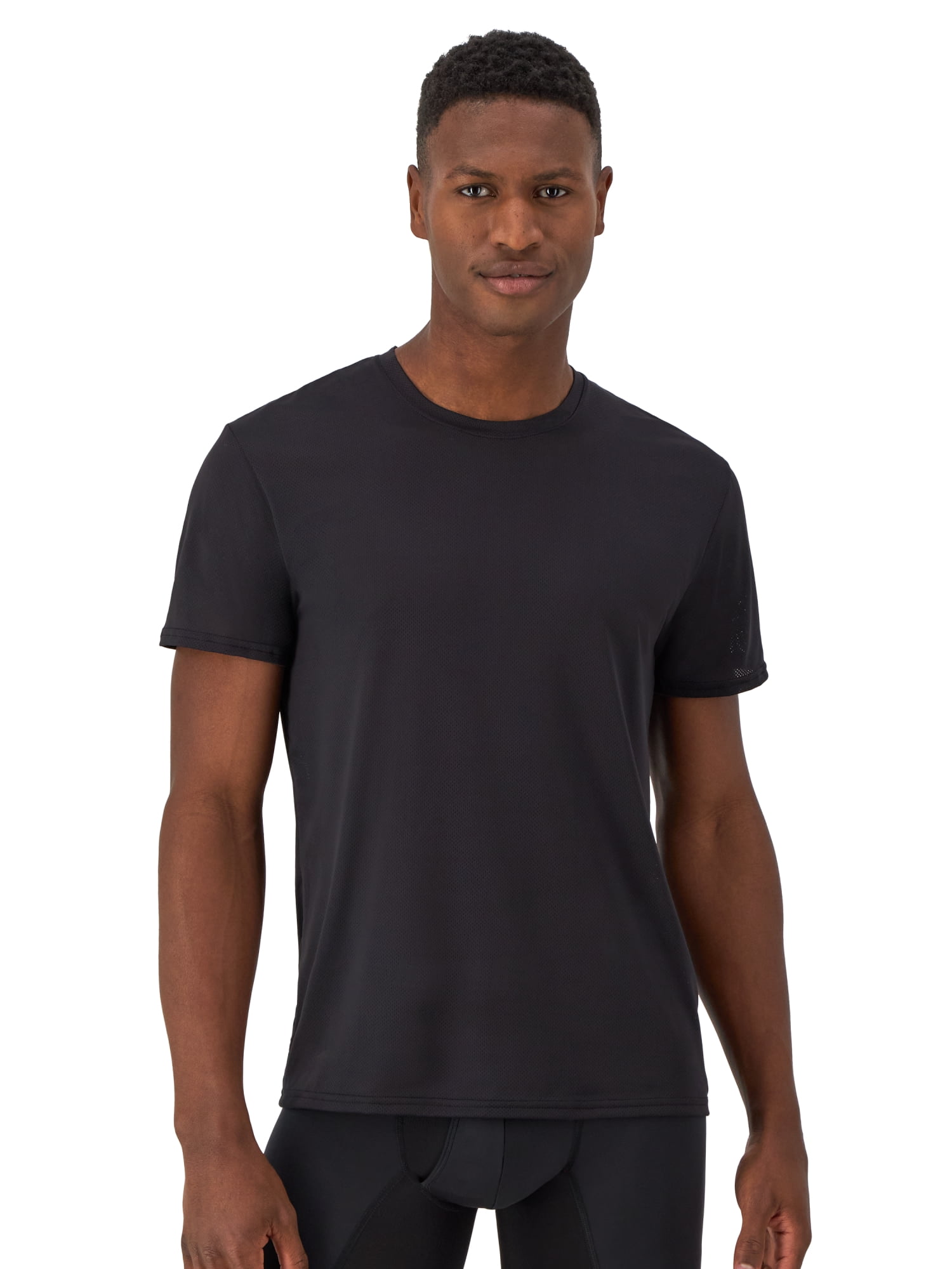 Hanes Moves Men's Breathable Mesh Crewneck T-Shirt, Black