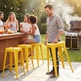 thumbnail image 3 of Vyrox 24 Inches Metal Bar Stools Set of 4, Stackable Backless Kitchen Island Stools with X-Brace Support, Indoor-Outdoor Use, Yellow, 3 of 7