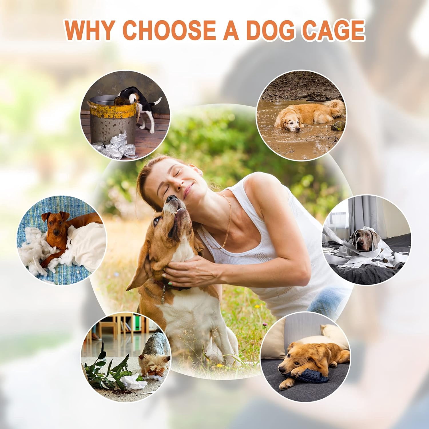 42 inch Dog Crate for Medium Large Dogs Folding Metal Dog Cage Kennel Double Door Pet Crate with Divider and Tray, Black