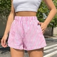 thumbnail image 2 of Karight Womens Striped Casual Shorts Elastic High Waist Loose Fit Summer Shorts with Pockets, 2 of 8