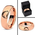 thumbnail image 4 of Tungsten Horse Horses Equestrian Equine Equidae Band Ring 7mm Men Women Comfort Fit 18k Rose Gold Dome Polished, 4 of 4