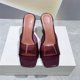 thumbnail image 5 of Square head wine glass with open-toed sandals summer beach high-heeled slippers pvc transparent thick-heeled simple sandals, 5 of 5
