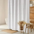 thumbnail image 4 of White Shower Curtain Boho Textured Tufted Striped Shower Curtain Polyester 72" x 72", 4 of 7