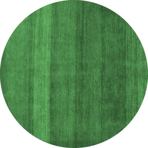Ahgly Company Indoor Round Abstract Emerald Green Modern Area Rugs, 8' Round